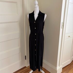 Anne Klein Black Maxi Dress with Gold Buttons